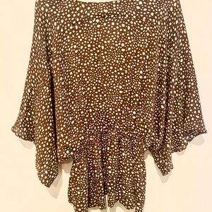 Mittoshop peplum top brown and cream size XL